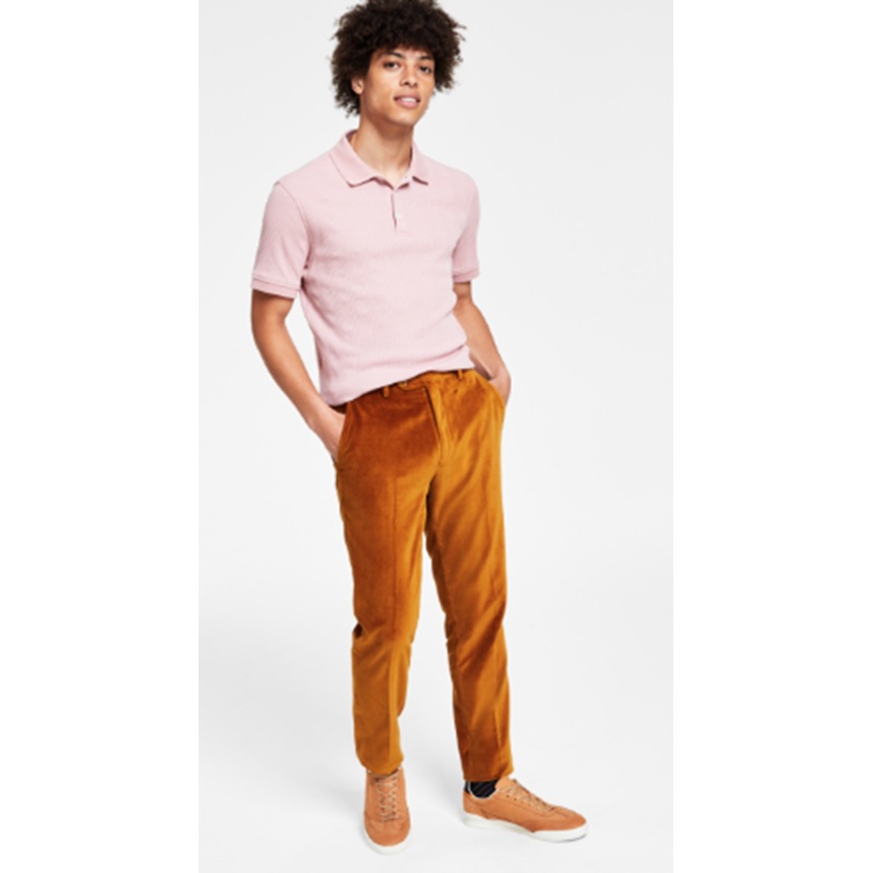 Alfani Mens Slim fit Dress Pants 34 / 32 Gold Solid