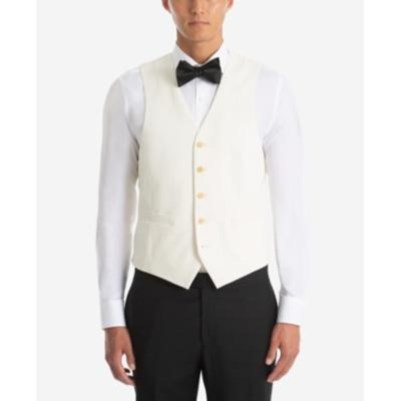 Lauren Ralph Lauren Mens Classic fit Button-Up Vest Large White Stretch