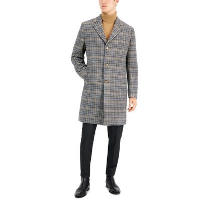 Lauren Ralph Lauren Mens Classic fit Overcoat Coat 40 L Beige Plaid