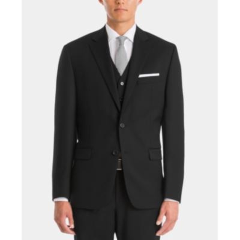 Lauren Ralph Lauren Mens Classic fit Suit Jacket Blazer 58 R Black Solid Stretch