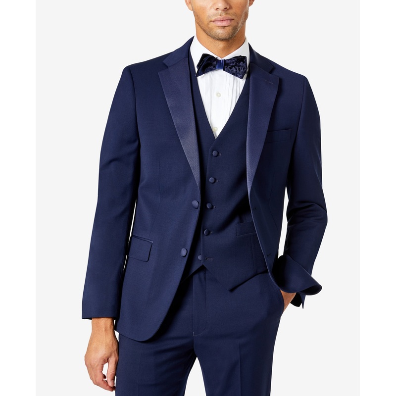 Tommy Hilfiger Mens Modern fit Tuxedo Suit Jacket Blazer 40 R Blue Solid