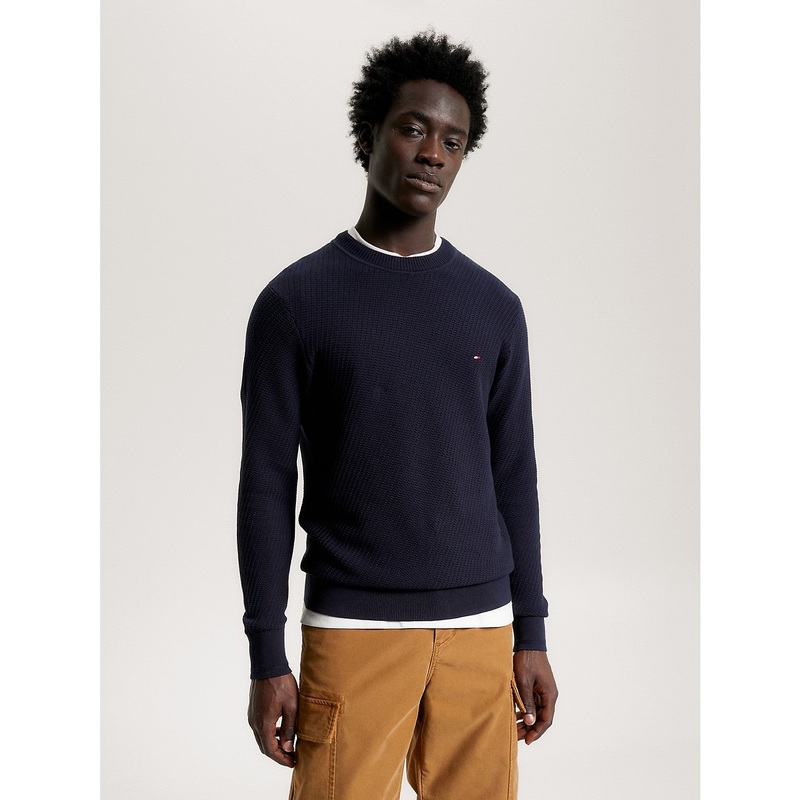 Tommy Hilfiger Mens Regular fit Long Sleeve Crewneck Sweater Small Blue Solid