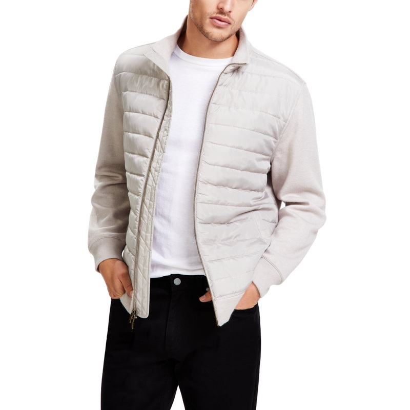 Alfani Mens Bomber Jacket Coat Large Grey Solid