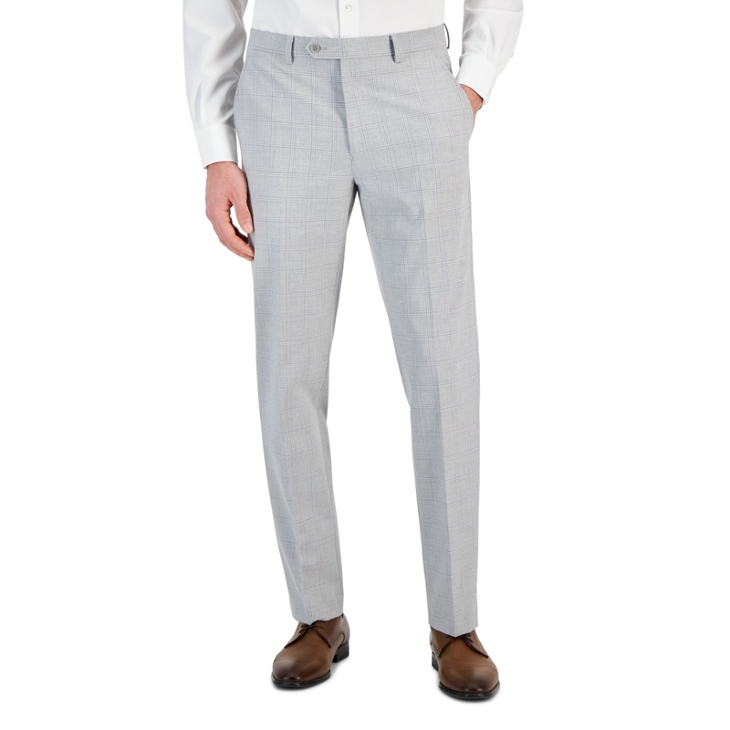 Alfani Mens Slim fit Dress Pants 32 / 32 Grey Plaid