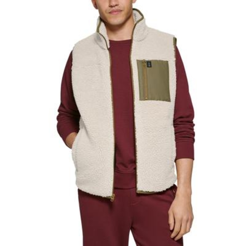 Bass Outdoor Mens Regular fit Full Zip Sherpa Vest XL Beige