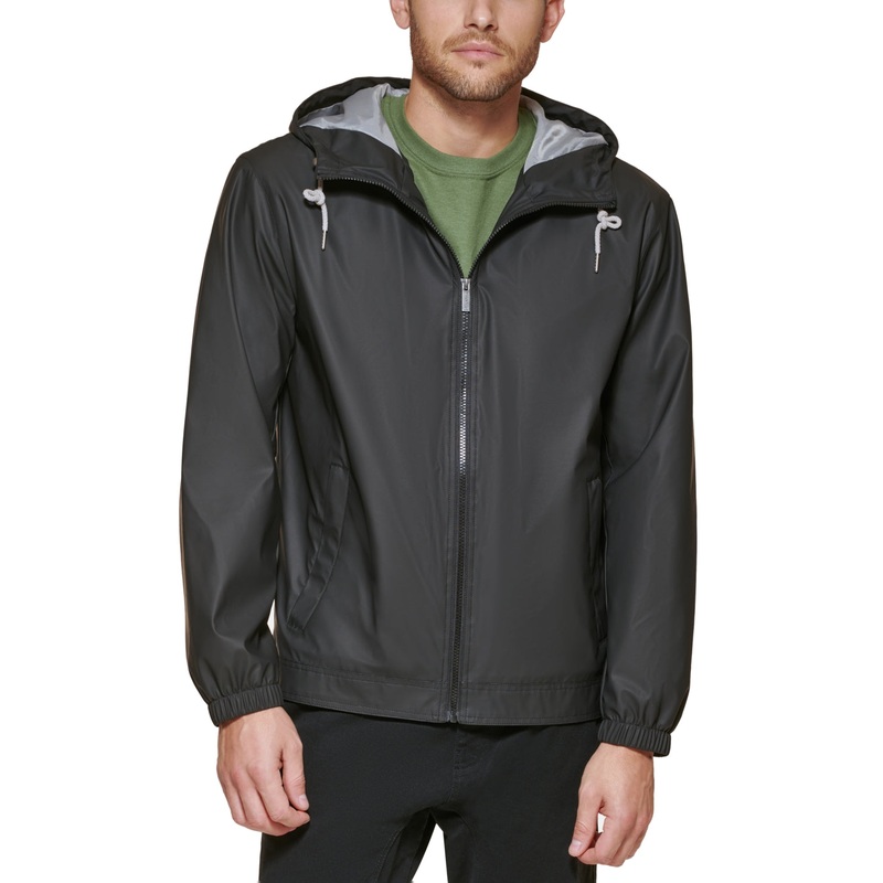 Club Room Mens Raincoat Coat Small Black Solid