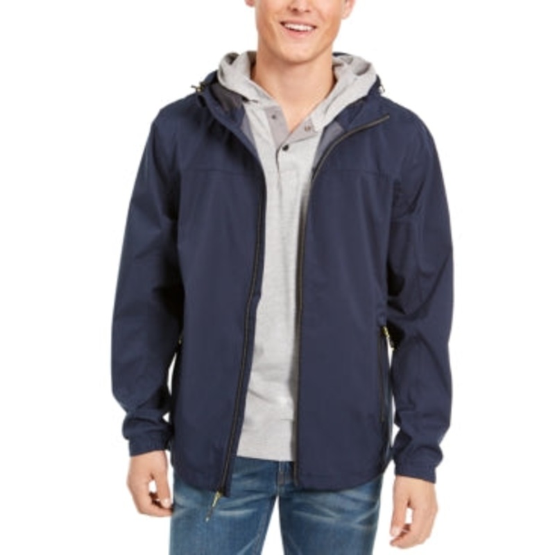 Hawke & Co. Mens Raincoat Hooded Coat XXL Blue Solid