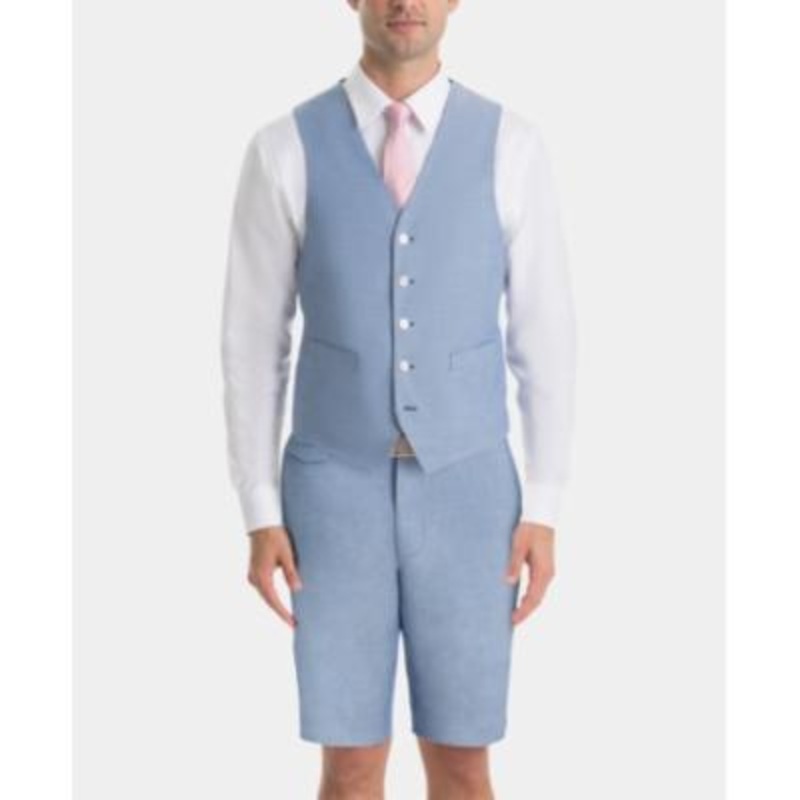 Lauren By Ralph Lauren Mens Regular fit Button-Up Vest XXL Blue Stretch