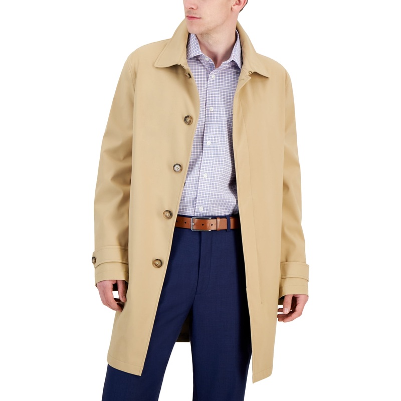 Lauren Ralph Lauren Mens Single Breasted Raincoat Coat 38 R Beige Solid