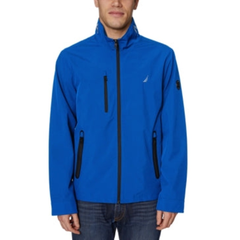 Nautica Mens Bomber Jacket Coat Blue Large Solid