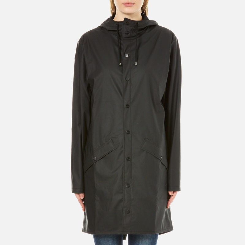 Rains Mens Long Raincoat Coat XL Black Solid