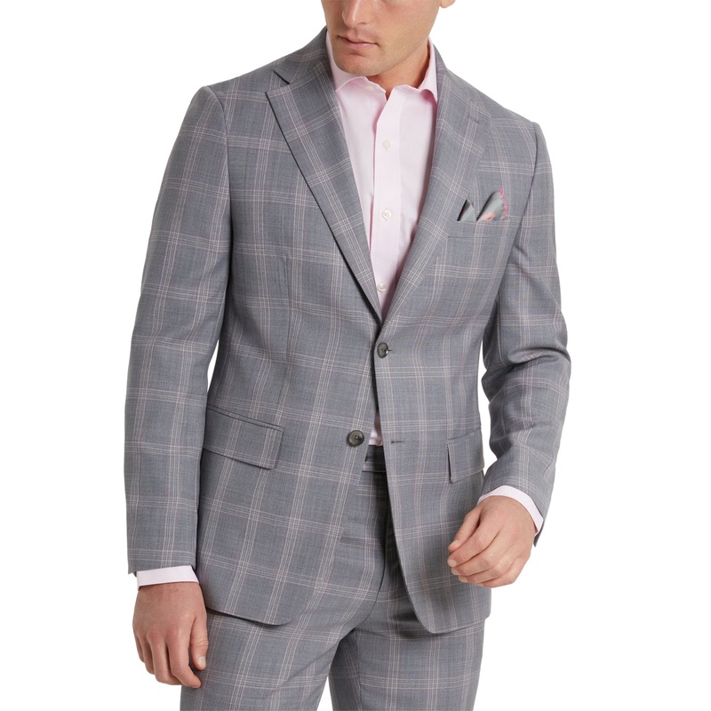 Tallia Mens Slim fit Suit Jacket Blazer 48 R Brown Plaid