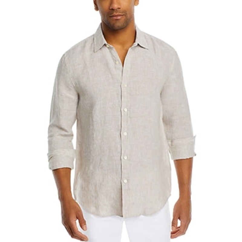 The Men's Store At Private Label Mens Regular fit Button-Up Shirt Medium Beige