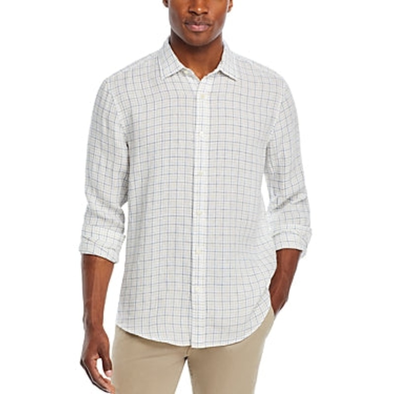 The Mens Store At Private Label Mens Regular fit Button-Up Shirt XXL White Check