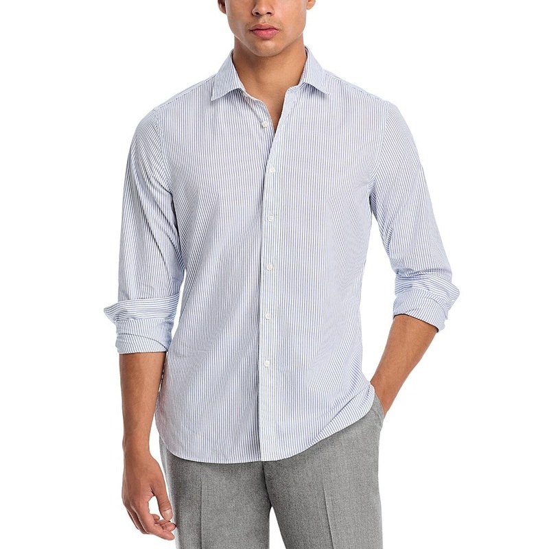The Mens Store At Private Label Mens Slim fit Button-Up Shirt Large White Stripe