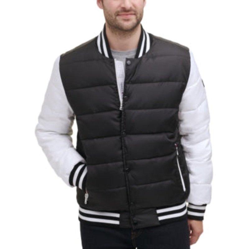 Tommy Hilfiger Mens Bomber Jacket Coat Small Black White
