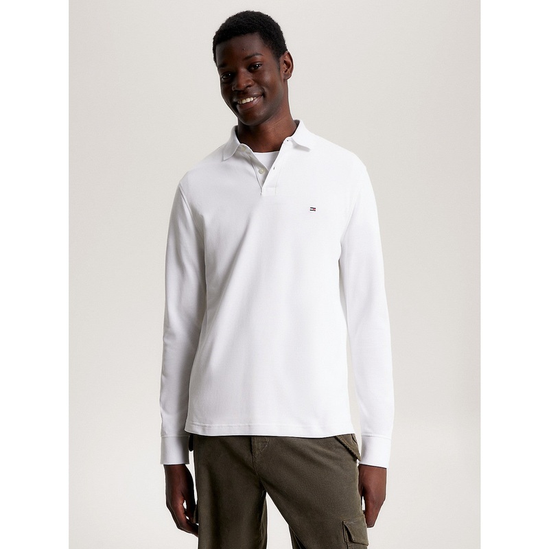 Tommy Hilfiger Mens Regular fit Long Sleeve Polo Shirt XXL White Solid