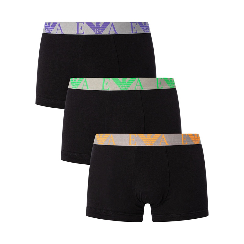 Armani Mens 3 Pack Trunks Underwear Large Grey