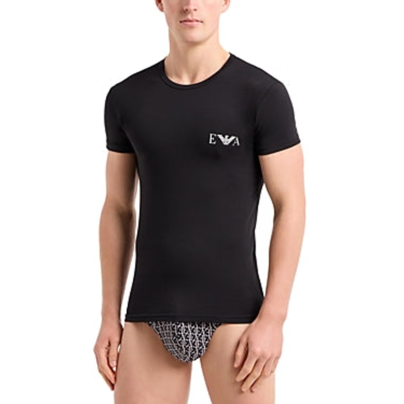 Emporio Armani Mens 2 Pack T-Shirt Underwear Large Black