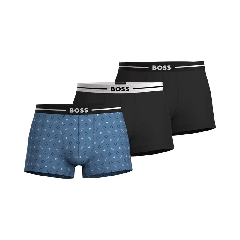 Hugo Boss Mens 3 Pack Trunks Underwear Small Blue