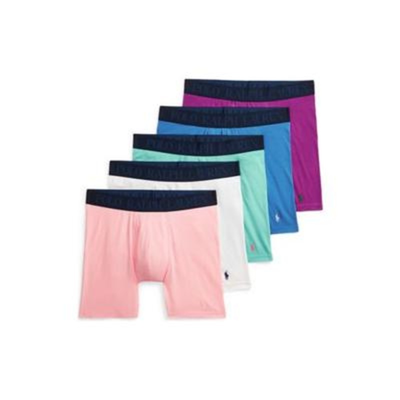 Polo Ralph Lauren Mens 5 Pack Boxer Briefs Underwear Large Purple Solid