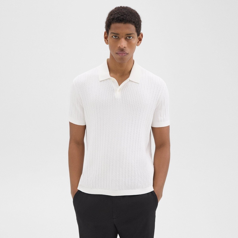 Theory Mens Regular fit Short Sleeve Polo Shirt XL White Solid