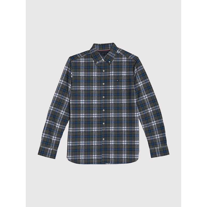 Tommy Hilfiger Mens Regular fit Long Sleeve Button-Up Shirt XL Green Plaid