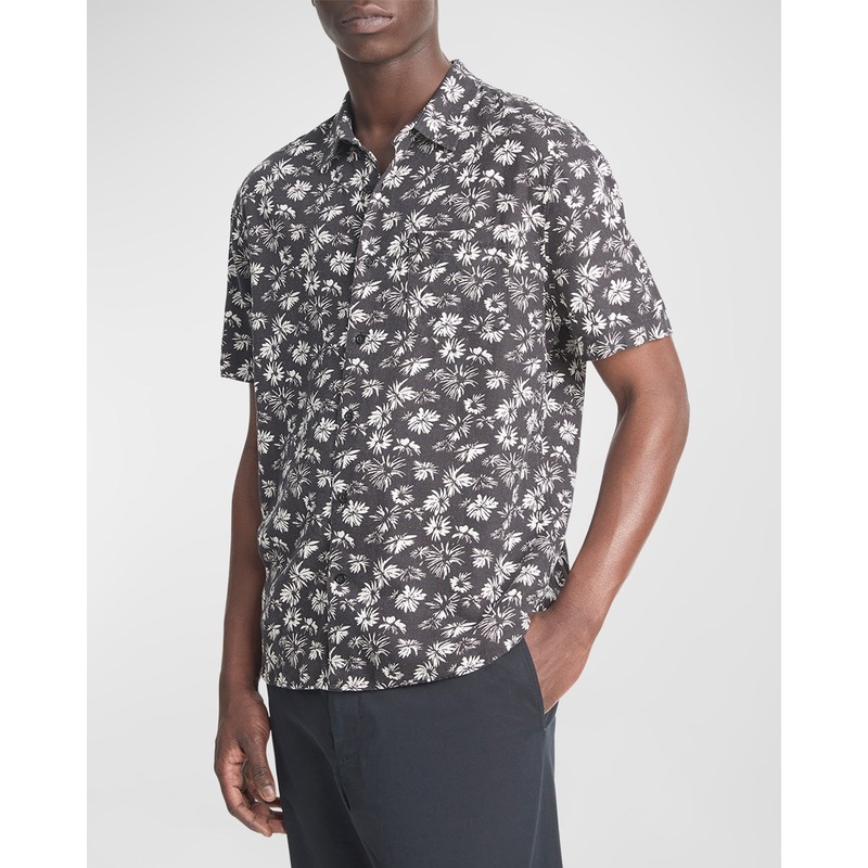 Vince Mens Classic fit Short Sleeve Button-Up Shirt XL Black