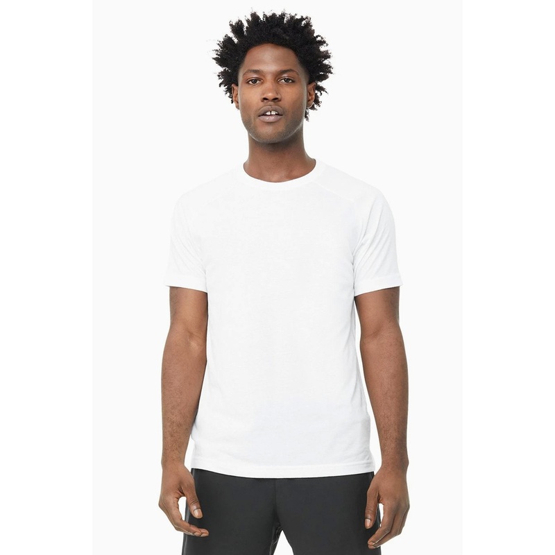 Alo Yoga Mens The Triumph Crewneck Short Sleeve T Shirt White Medium
