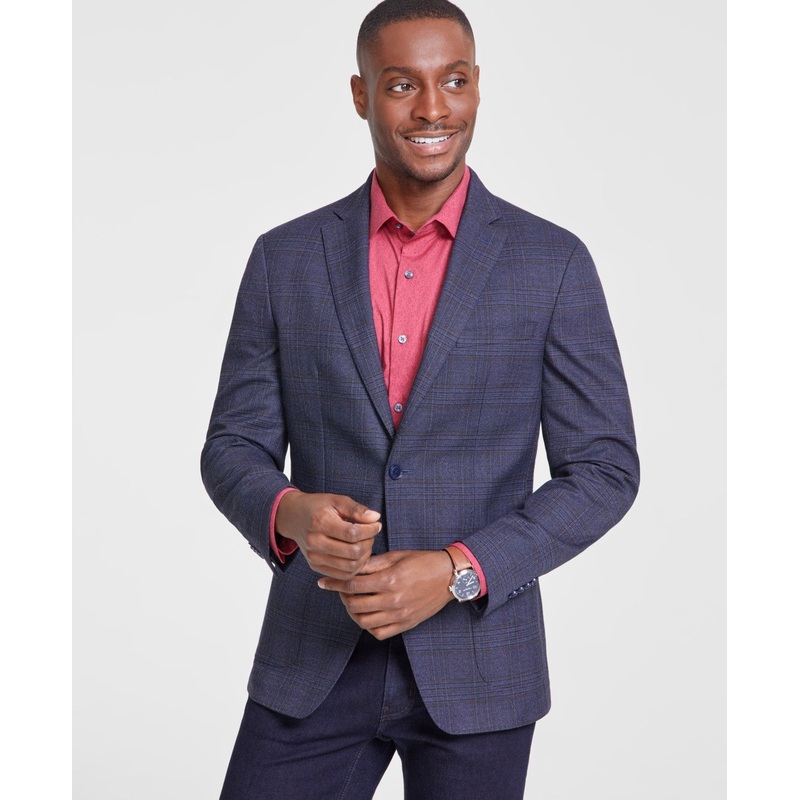 Bar Iii Mens Slim fit Sport Coat Blazer 38 R Blue Plaid