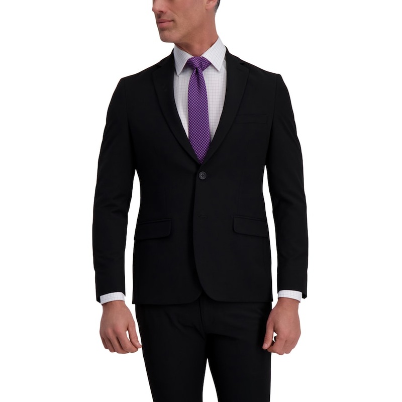 Haggar Mens Slim fit Suit Jacket Blazer 36 S Black Solid Stretch