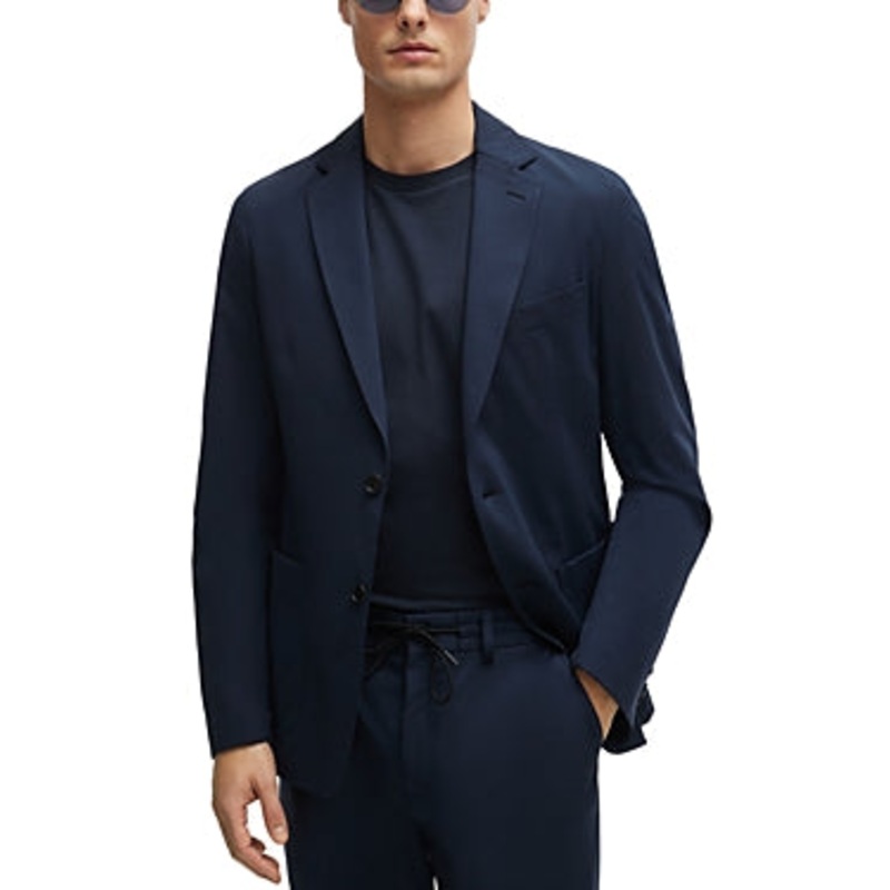 Hugo Boss Mens Hanry Slim Fit Raw Edge Two Button Sport Coat 42R Blue