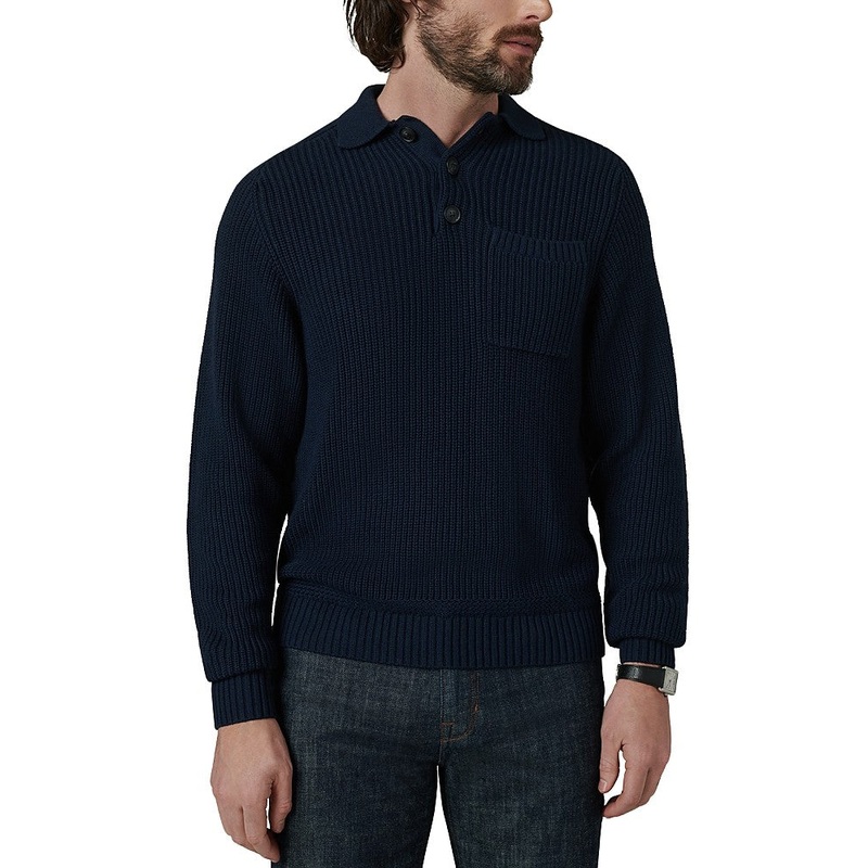 Joe's Jeans Mens Regular fit Collared Quarter Button Casual Sweater Medium Blue