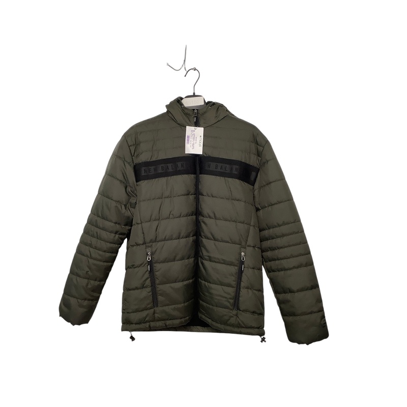 New Balance Mens Puffer Jacket Coat Medium Green Full Zip Solid
