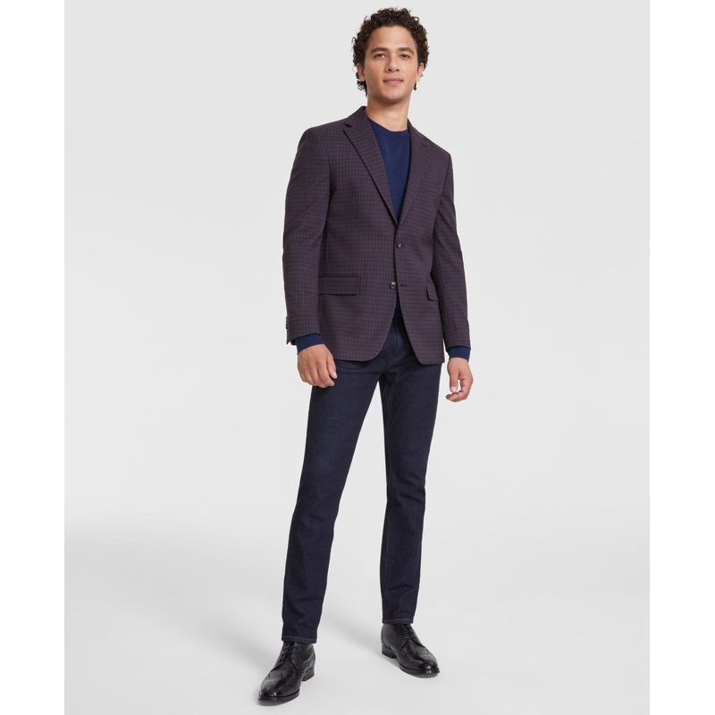Tommy Hilfiger Mens Modern fit Sport Coat Blazer 48 R Purple Check