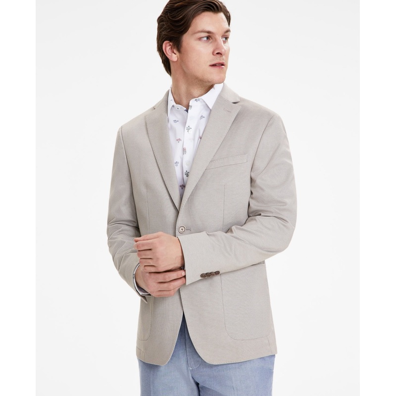 Bar Iii Mens Slim fit Sport Coat Blazer 40 S Beige Solid Stretch