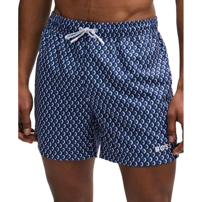 Boss By Hugo Boss Men's Micro-Print Quick-Drying Swim Shorts XXL Navy Blue