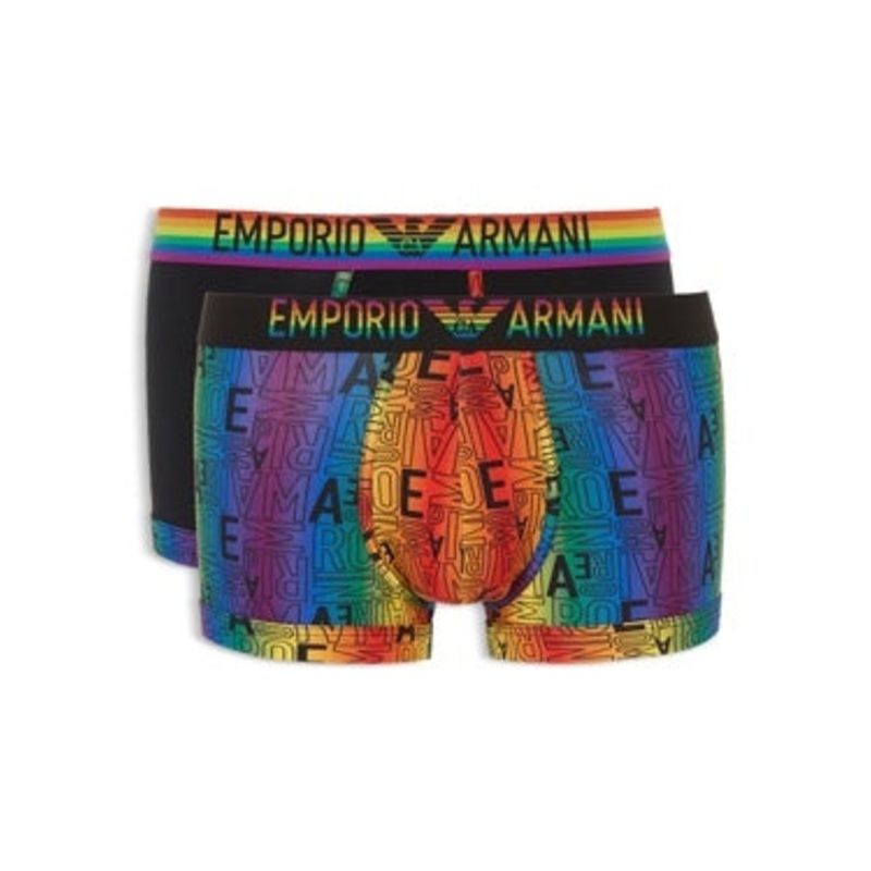 Emporio Armani Mens 2 Pack Classic fit Trunks Underwear Large Black Stretch
