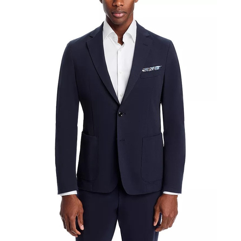 HUGO Boss Hanry Cotton Jersey Slim Fit Unstructured Suit Jacket Blazer 38R Navy