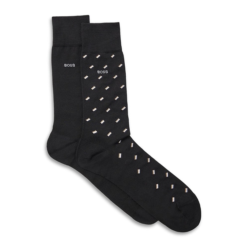 Hugo Boss Mens 2 Pack Crew Socks One Size Black