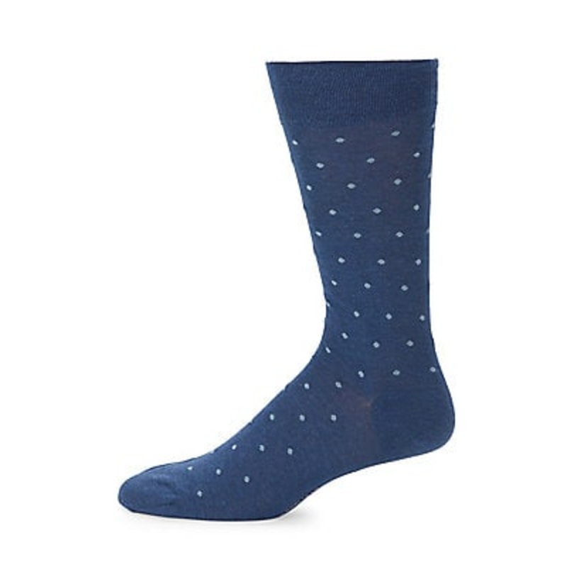 Marcoliani Mens Crew Socks One-size Blue Polka Dot