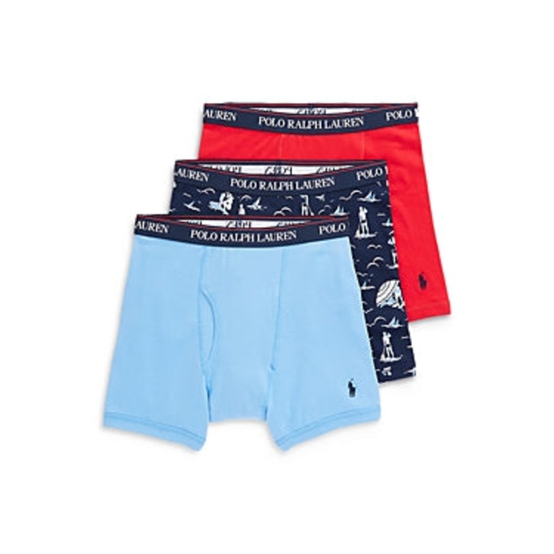 Polo Ralph Lauren Mens 3 Pack Boxer Briefs Underwear Medium Blue