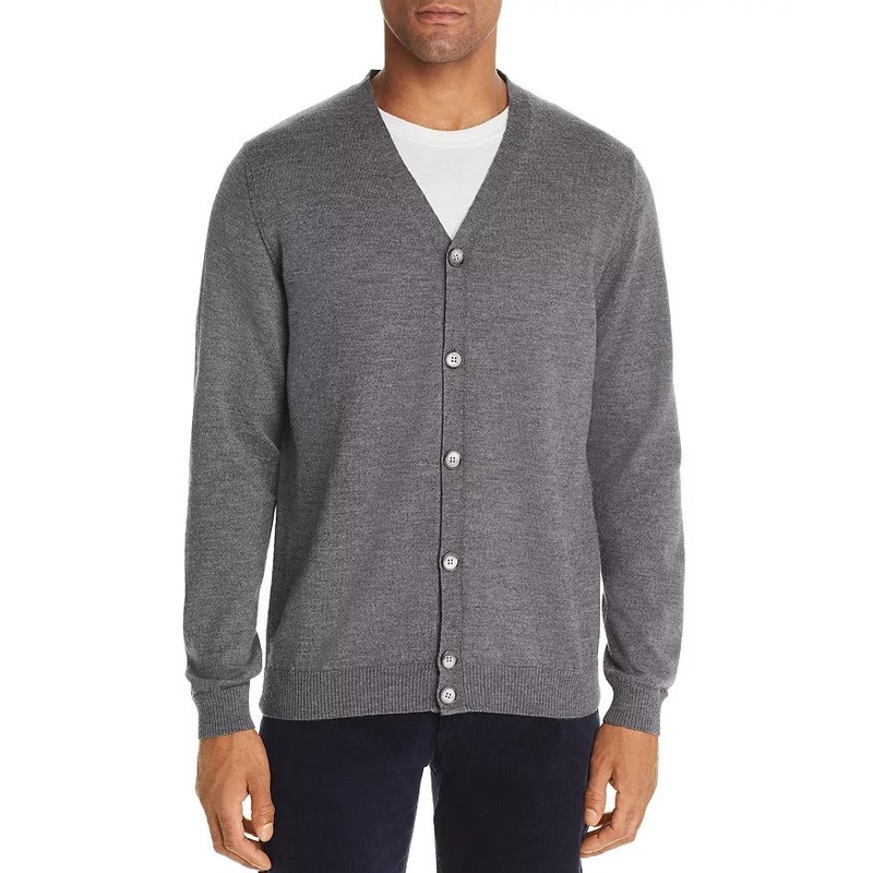 The Men's Store Merino Wool Cardigan Sweater Large Grey
