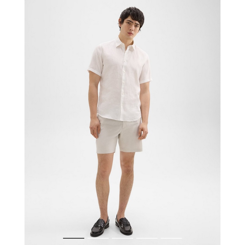 Theory Mens Curtis Regular Fit  7" Shorts Beige Solid 40