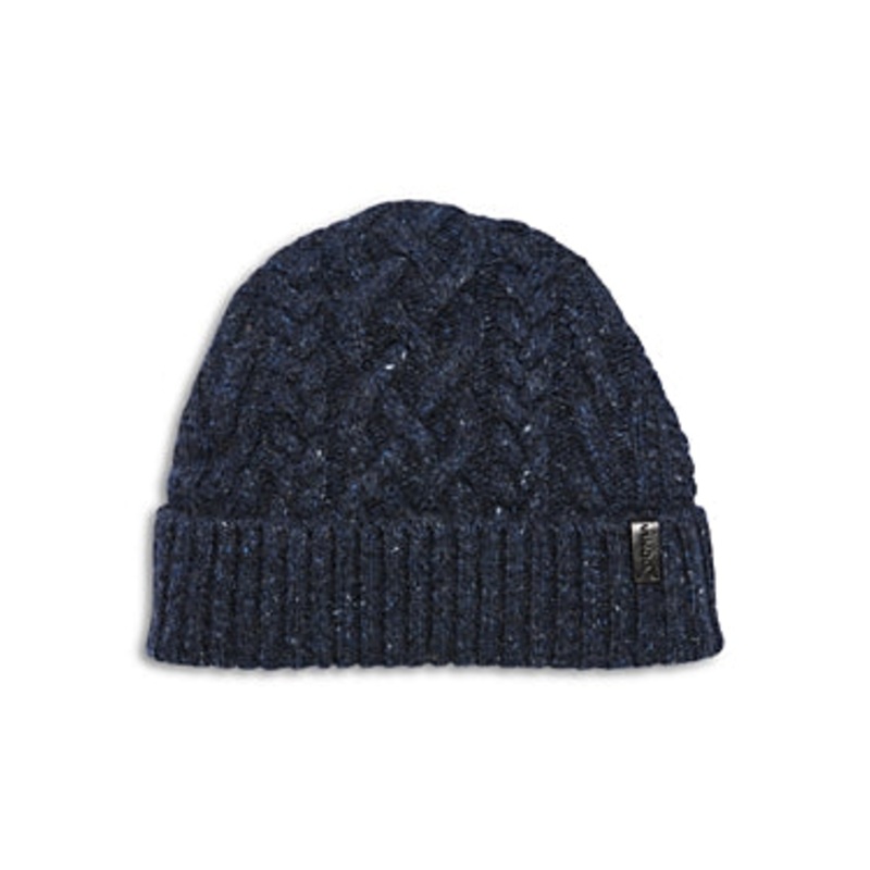 Vince Mens Cable Knit Cuffed Beanie Hat One Size Blue