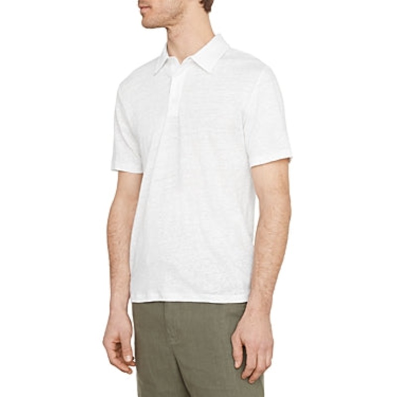 Vince Mens Regular fit Short Sleeve Polo Shirt Large White Solid