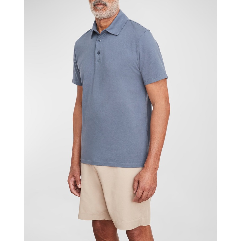 Vince Mens Regular fit Short Sleeve Polo Shirt XL Blue Solid