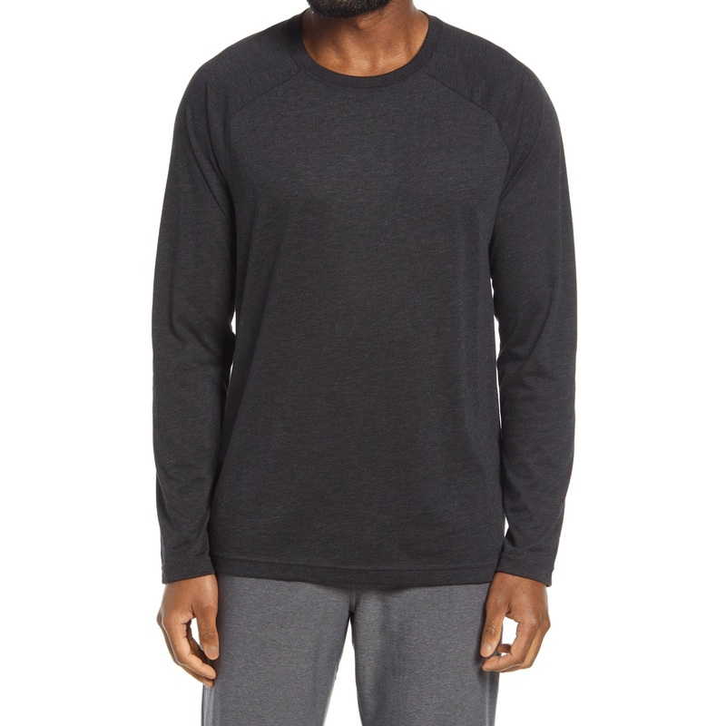 Alo Yoga Triumph Mens Slim Fit Long Sleeve Crewneck Shirt Large Grey Solid