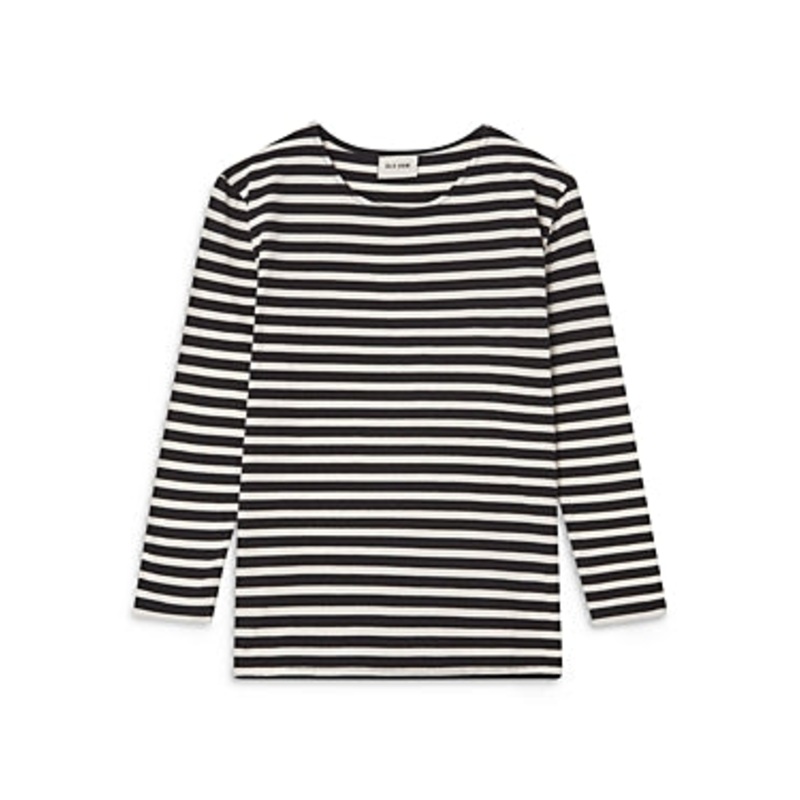 BLK DNM Mens Regular Fit Long Sleeve Crewneck Shirt Medium Black Striped
