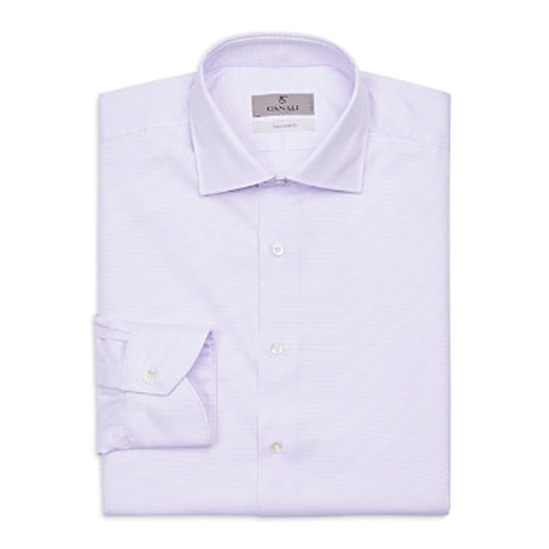 Canali Mens Classic Fit Long Sleeve Button Up Shirt 42 Purple